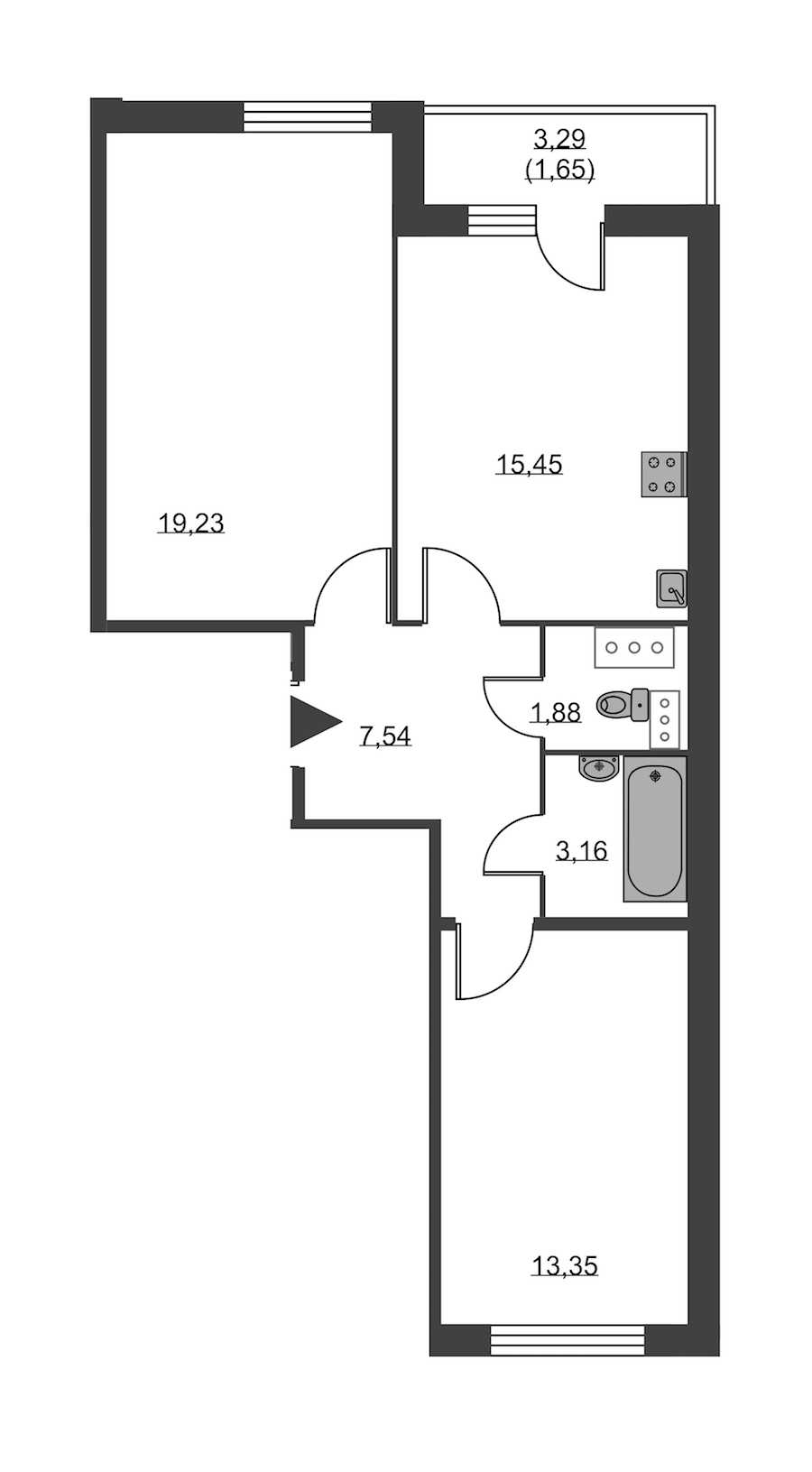 Двухкомнатная квартира в : площадь 62.26 м2 , этаж: 4 – купить в Санкт-Петербурге